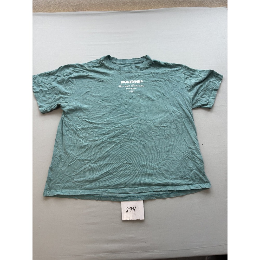 GSTR Womens Large Teal Green Paris Saint Dominique Graphic T-Shirt Cotton Tee